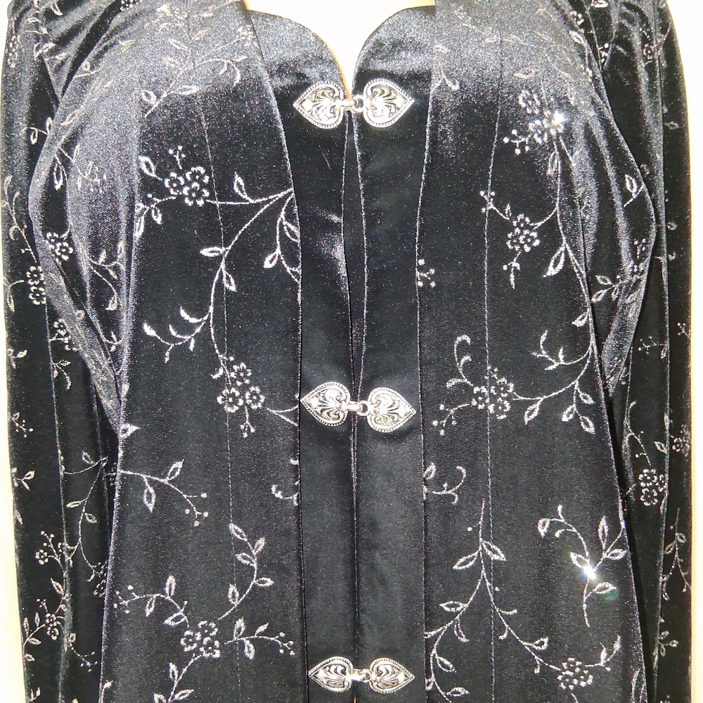 R&M Richards VINTAGE Midnight Velvet Embroidered Jacket 8P With Shoulder Pads - Picture 4 of 15